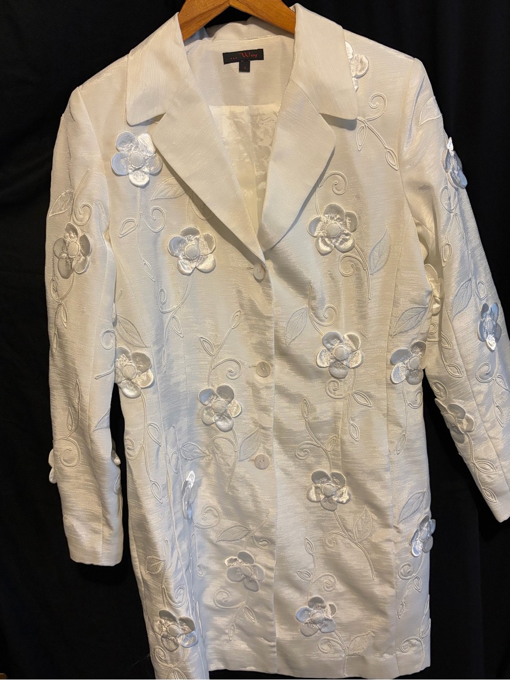 White Embroidered Floral Midi Dress Jacket